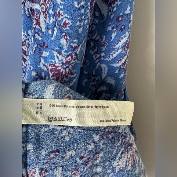 Intimately Free People Blue Flowy Ruffle Tiered Sleeveless Paisley Floral Top S - Picture 5 of 8